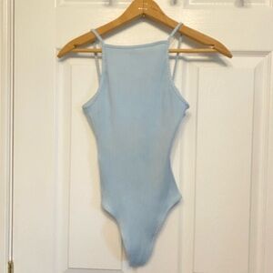Wilfred Aritzia Baby Blue Ribbed low back bodysuit size XXS